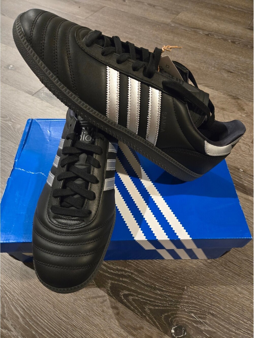 adidas Samba JP Black Silver Metallic Gum HQ9241 Men's 12 New Box
